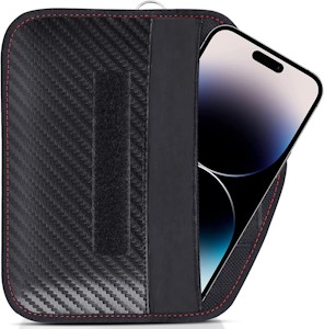 Samfolk Anti Tracking Handyhülle Universal XL für Smartphone Display Max 7,8" - Faraday Tasche Handytasche Strahlenschutz Kohlefaser Schwarz 